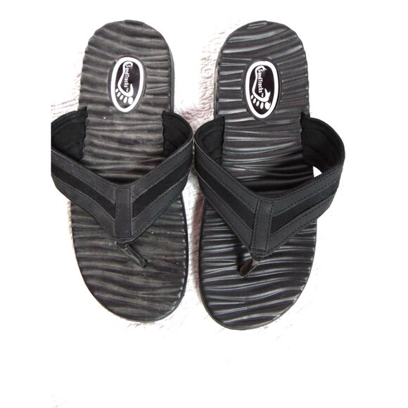 Sand Tracks Flip Flops Thongs Sandals  45 EU, 12 US  Black   EUC - Picture 1 of 4